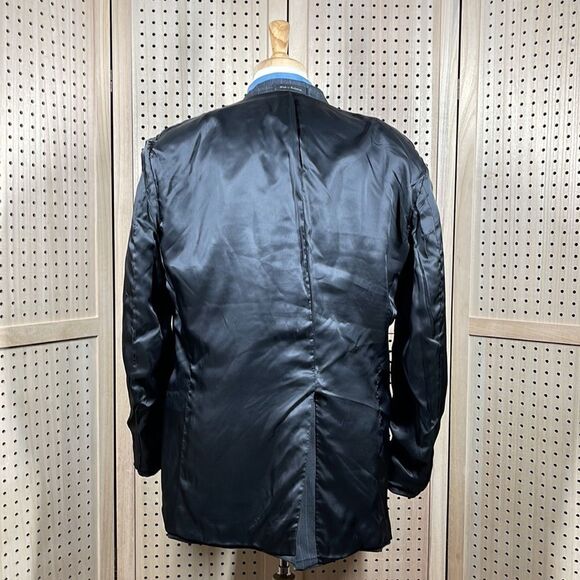 CHAPS Suit Jacket Mens 44L Gray Pinstripe Wool Two Button Sport Coat - Picture 9 of 14